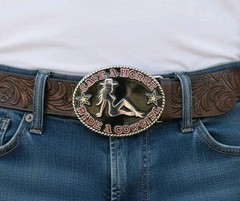 « Save A Horse Ride a Cowboy » Belt Buckle, 3.5&Prime;x2.5&Prime;, with Bottle Opener