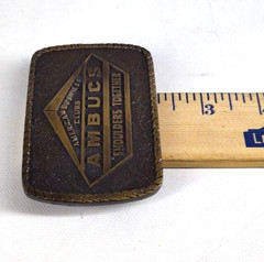 Vtg Cast Metal Belt Buckle American Business Clubs Brass Tone