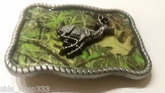 Raised Detail CAMO DEER RUNNING camouflage BELT BUCKLE metal western hunting USA