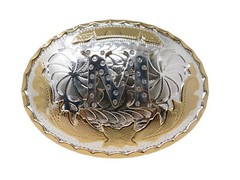 Belt Buckle Dimond Letter M Cowboy Sliver,Gold,Metal