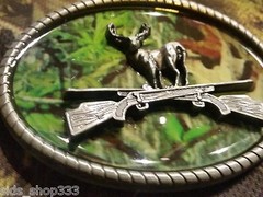 CAMO DEER RIFLE camouflage BELT BUCKLE BUCKLES metal western hunting * US SELLER