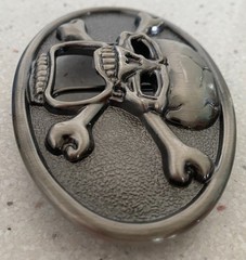 Kalan Skull & Crossbones Belt Buckle Bottle Opener Novelty Silver Tone Oval