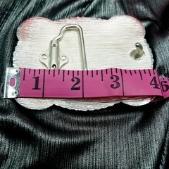 Western belt buckle 3.5×4 inches red and silver