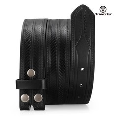 TRIWORKS Western Belts for Men without Buckle Cowboy Fit Size 38&Prime;-41&Prime;, Black