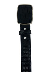 Genuine Leather Alligator Caiman Print Western Belt with Removable Buckle -Black