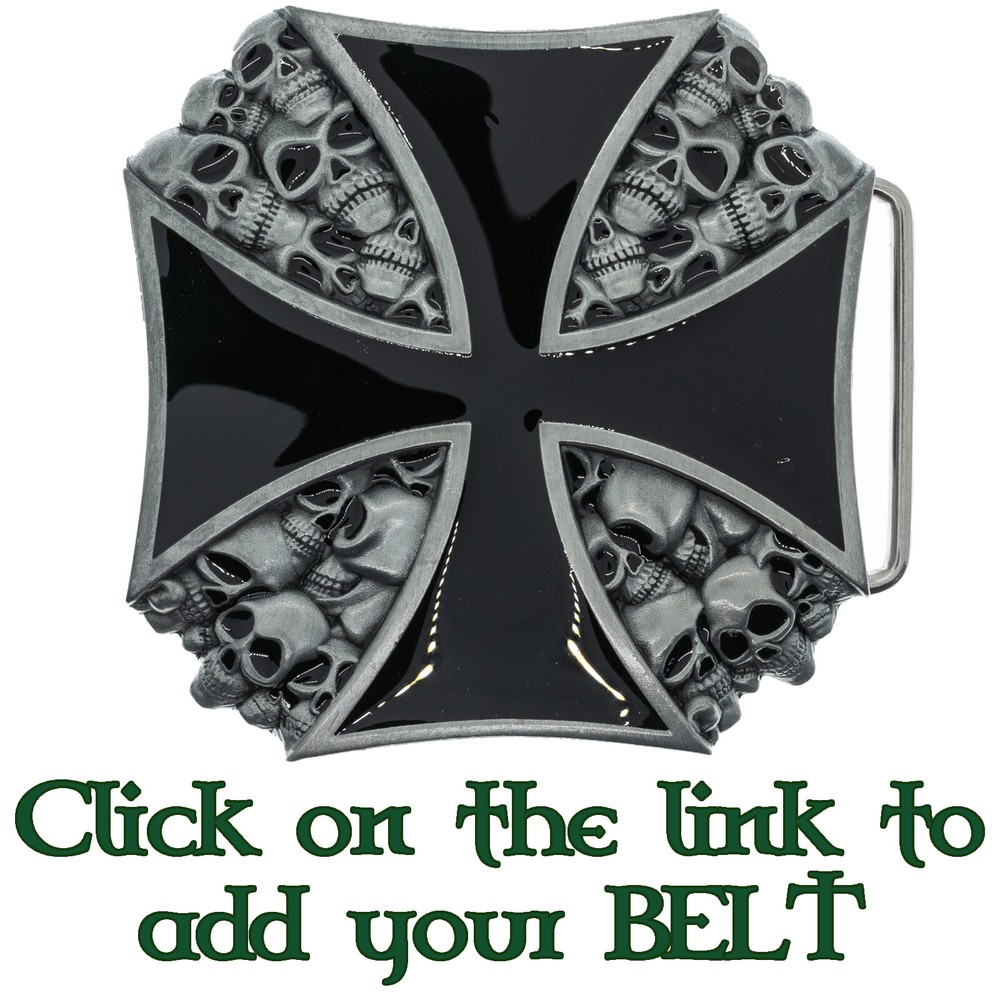 Iron Cross Skull Belt Buckle Biker Metal Gothic Maltese Tattoo Skeleton