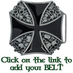 Iron Cross Skull Belt Buckle Biker Metal Gothic Maltese Tattoo Skeleton