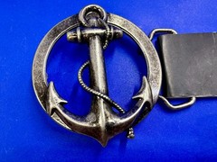 Round Openwork Anchor with Wrapped Rope Nautical Theme Body Rage Belt Buckle