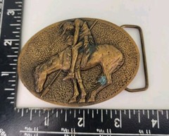 Vintage Native American Belt Buckle Spec Cast Denver CO 1981 Brass