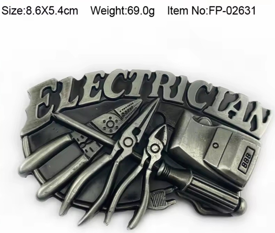 New Electrician tool tools Belt Buckle Metal More Trades Listed Plumber Mechanic