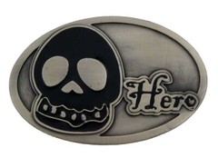 Skull Belt Buckles Gray Metal Vintage Antiqued Halloween Party Costume Skeleton