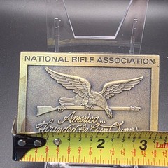 NRA Belt Buckle Mens Brass Excellent America Founded by Gun Owners ILA Eagle