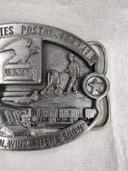 Vintage CJ Inc Belt Buckle Mens One Size Silver USPS Postal Worker Western 1988