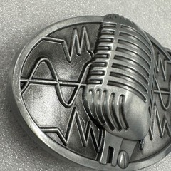 Microphone Sound Wave Belt Buckle Retro Music Rockabilly Metal