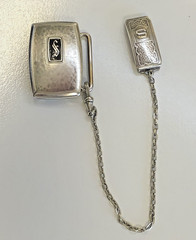 Hickok Beltogram Belt Buckle Pocket Watch Loop Chain Art Deco Mixed Metals 925