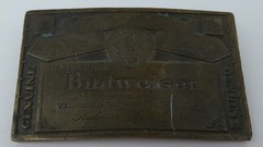 Vintage Budweiser King of Beers 12 Oz Bottle Label Brass Metal Belt Buckle A-168