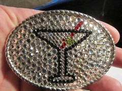 VINTAGE MARTINI WITH CRYSTALS THEME BELT BUCKLE GW-15