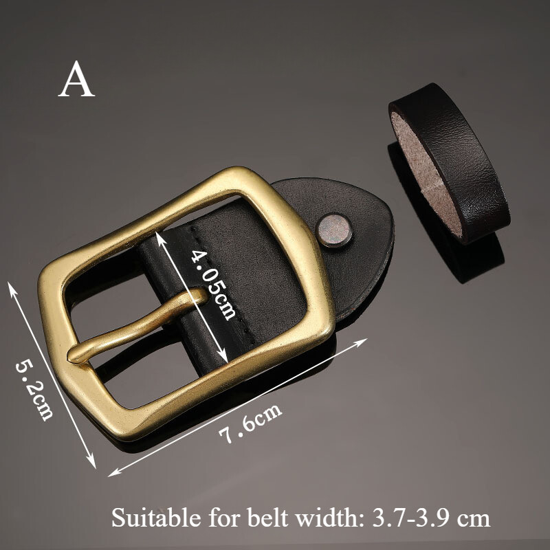 1x Replacement Brass Belt Buckle Single Prong with Strap Classic Black Retro New