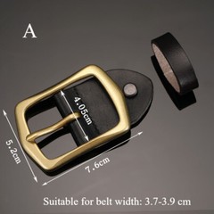 1x Replacement Brass Belt Buckle Single Prong with Strap Classic Black Retro New