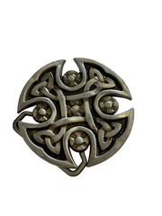 Celtic Cross Belt Buckle Irish Antique Knot Shield Brushed Silver 2.5&Prime; Indie 80s