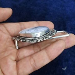 Belt Buckle Silver Plated Dendritic Opal Western Cowboy Gemstone Buckle For Dad