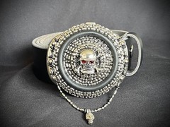 “ Skull Reliquary Halo” Buckle Gothic Beaded Chain 3” x 3” OOAK Darren McNeese