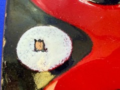 X Logo? Pattern Red Black Enamel Artisan? Vintage Belt Buckle
