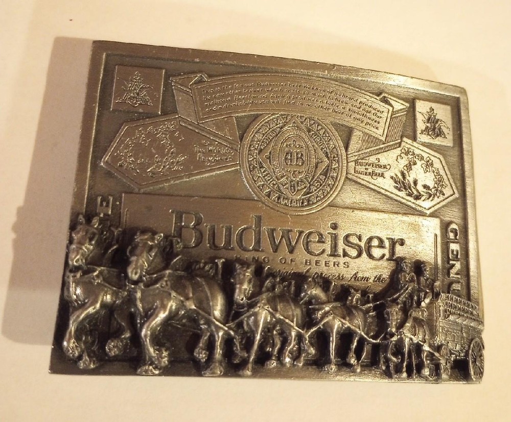 Pristine Vintage Bergamot Brass Works Budweiser Horse Belt Buckle Model T169