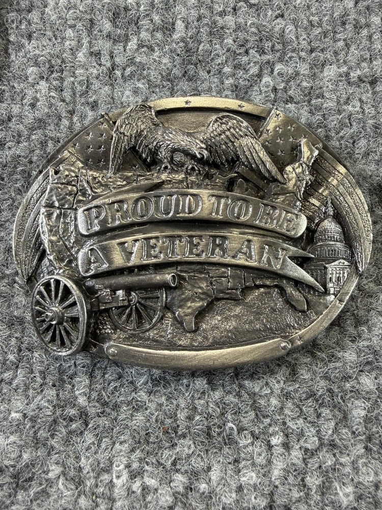 Proud to be an Veteran vintage buckle- 1983-Preowned Bergamot Brass Works