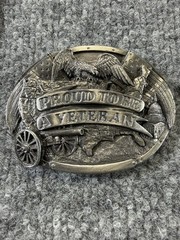 Proud to be an Veteran vintage buckle- 1983-Preowned Bergamot Brass Works