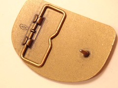 Modern brass colored advertising / trucker belt buckle: Raleigh Lights