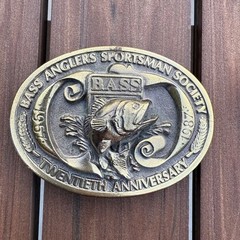 Bass Anglers Sportsman Society 20th Anniversary Belt Buckle 1987 LE Pewter Fish