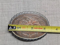 vintage DAISY belt buckle ENGRAVED western FLORAL western cowboy