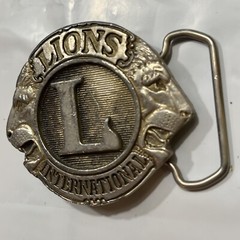 LIONS CLUB INTERNATIONAL BELT BUCKLE 1015 Heavy Metal 3”Buckle Lion Face Vintage