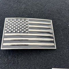 Patriotic American USA Flag Silver Tone And Black Metal Rectangle Belt Buckle