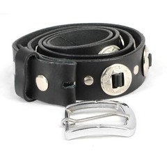 Milwaukee Leather 7120 Mens Chrome Conchos Leather Belt w/Interchangeable Buckle