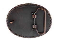 Engraved Oval Rope Border Antique Copper Finish Western Belt Buckle