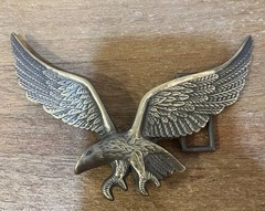 VTG Flying Eagle Belt Buckle Large 6.5” Wingspan Brass Tone Patriotic Americana