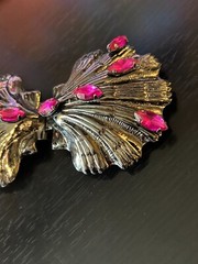 Vintage Collectible Two Part Silver Tone Pink Rhinestones Metal Belt Buckle