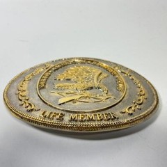 4&Prime; x 2.75&Prime; Vintage North American Hunting Club Life Member Belt Buckle