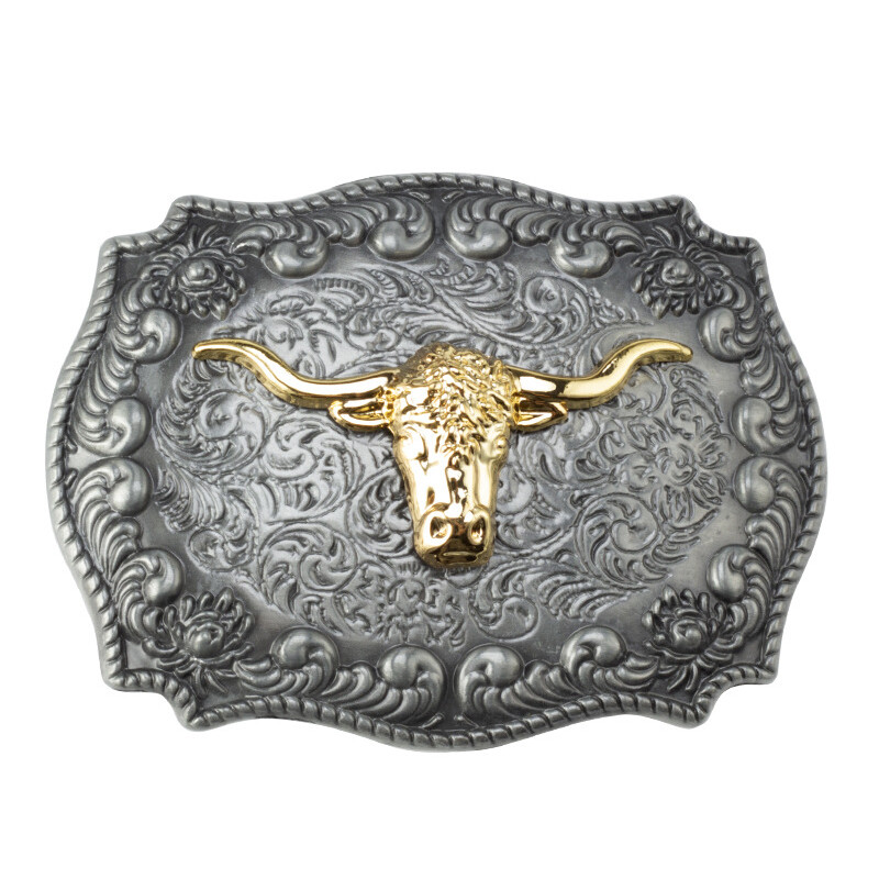 Big Bull Head Belt Buckle Silver Gold Western Cowboy Jeans Accessories Buckles