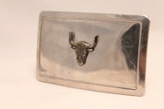Vintage Silver Plated Long Horn Bull Belt Buckle Made in U.S.A.