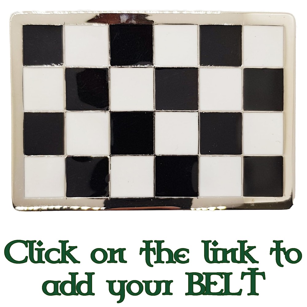 Chequered Belt Buckle Biker Gothic Punk Black White 2Tone Mod Metal Mens Womens