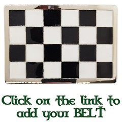 Chequered Belt Buckle Biker Gothic Punk Black White 2Tone Mod Metal Mens Womens