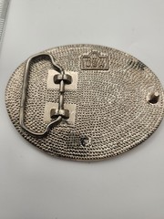 Men&rsquo;s Western Oval Semi Truck Belt Buckle Metal Silver/Gold Red/Black 1.5&Prime;