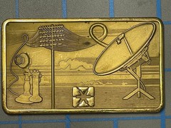 Pacific Bell Belt Buckle Vintage Telephone Line Satellite Pacbell DAMAGED
