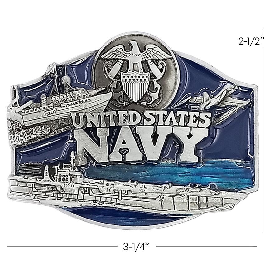 US NAVY Belt Buckle 3D Enamel Colored Aircraft Carrier Landing Vehicle