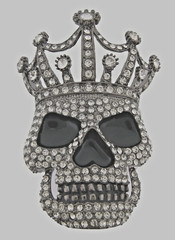 Skull Belt Buckles Gunmetal Crown Men Bling Pirate Sign Halloween Party Costume