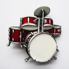 Drums Drum Kit Music Rock & Roll Red Enamel Metal Fashion Belt Buckle