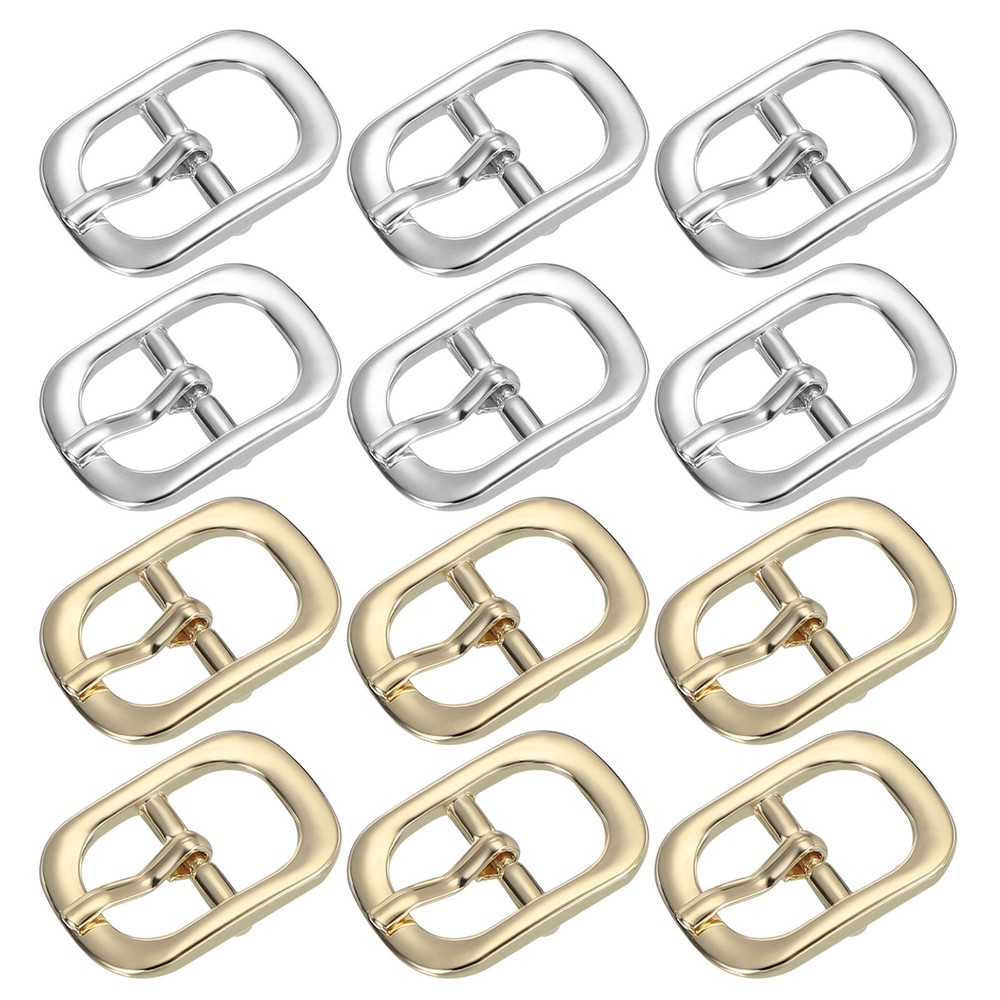 12Pcs 0.5&Prime; Single Prong Metal Roller Pin Belt Buckles Silver/Light Gold